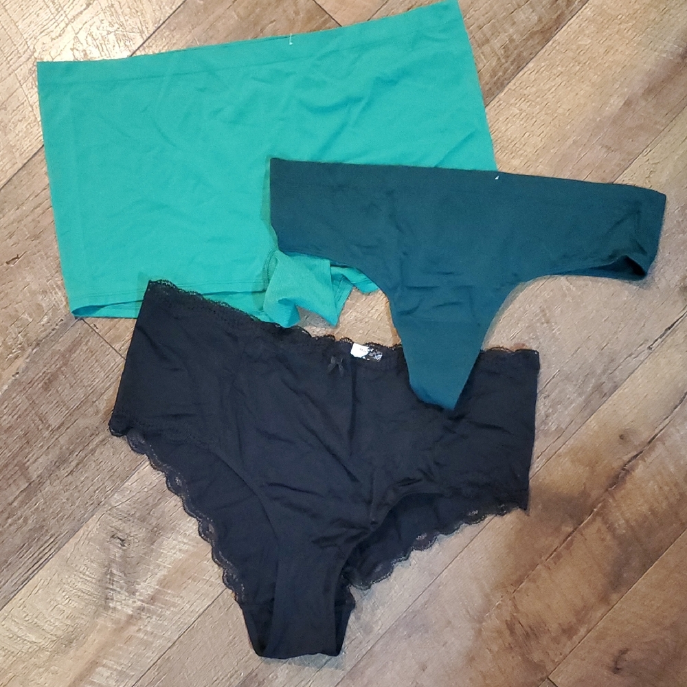 3 Set - Auden Women's Underwear in Vibrant Green & Black NEW